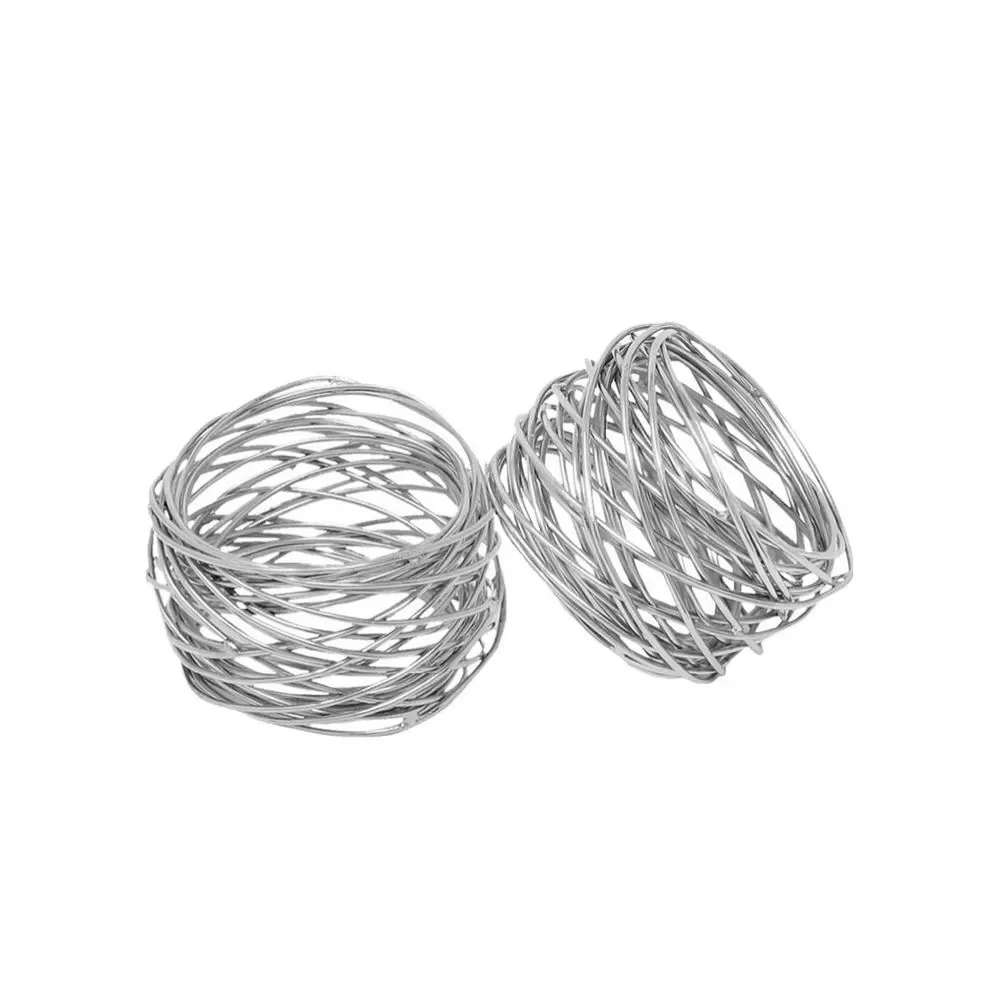 Ukal Set‎ of 6 Handmade Silver Tone Round Mesh Napkin Rings Holder Dinning Party